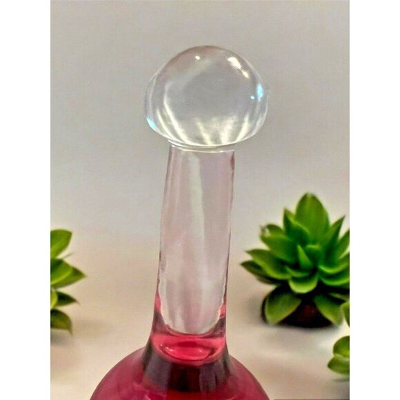 Pilgrim Cranberry Glass Bell, 7.5" – Clear Handle, No Clapper - Picture 3 of 5